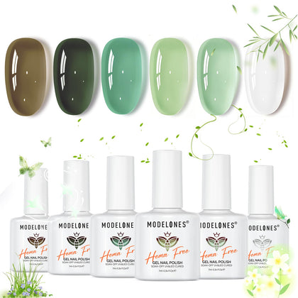 modelones Jelly Green White Gel Nail Polish Set front view