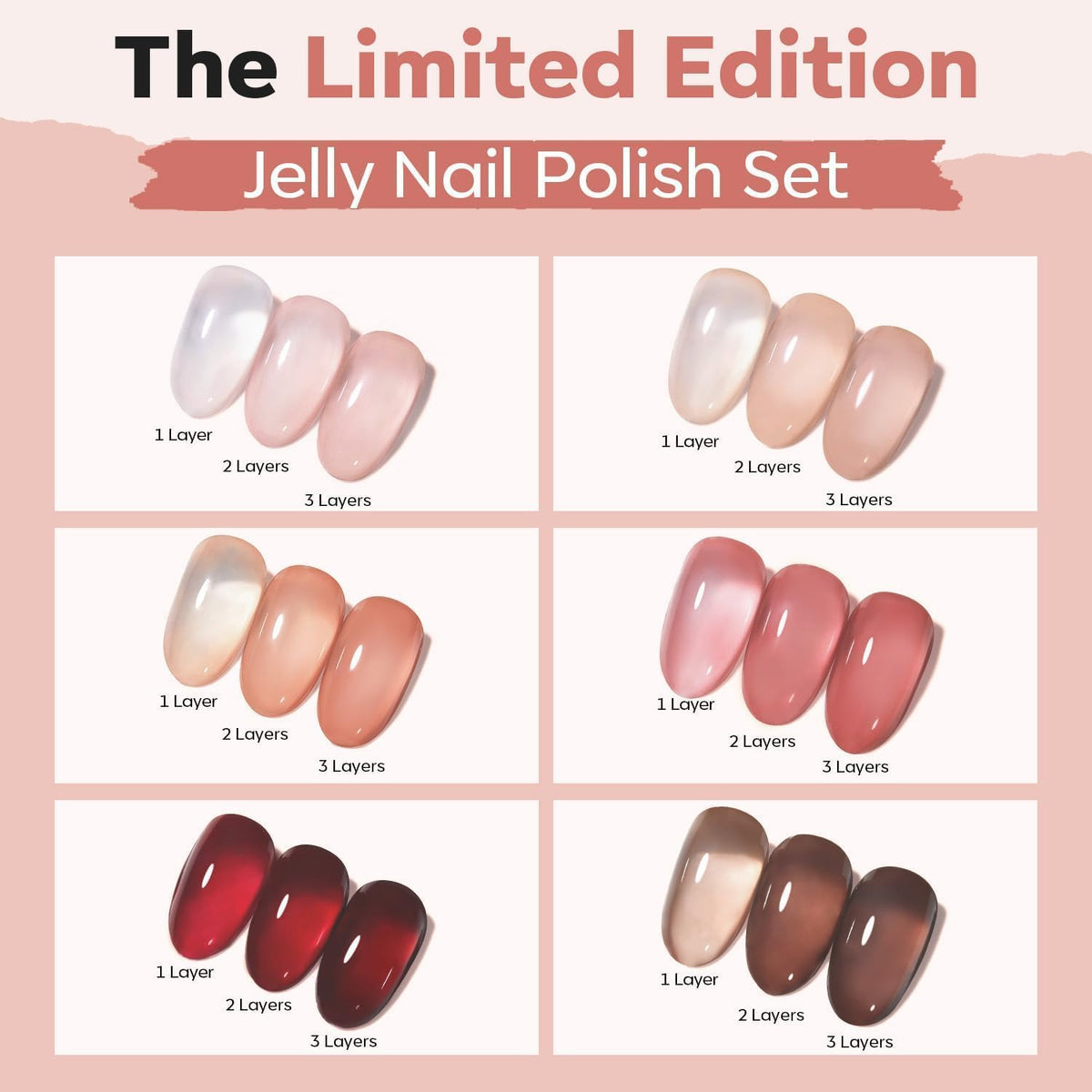 modelones Jelly Nail Polish bottles arranged in a row