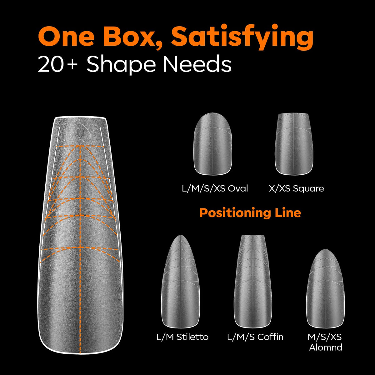 Modelones Long Coffin Nail Tips in assorted sizes