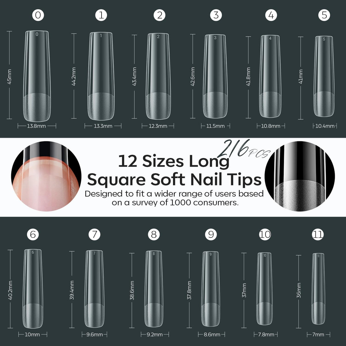 Modelones Long Square Nail Tips application process