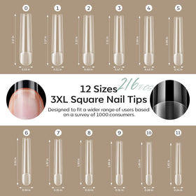 Modelones Long Square Nail Tips applied on nails