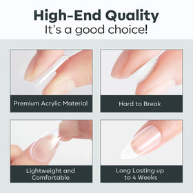 Modelones Long Square Nail Tips displayed on a table