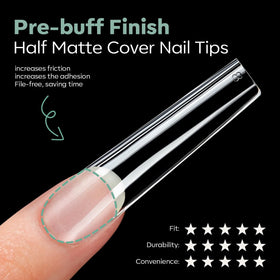 Modelones Long Square Nail Tips in different sizes arranged