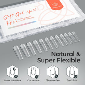 Modelones Long Square Nail Tips in use on nails