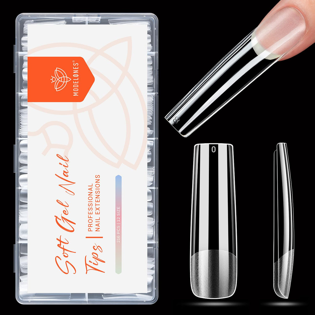 Modelones Long Square Nail Tips XXL front view