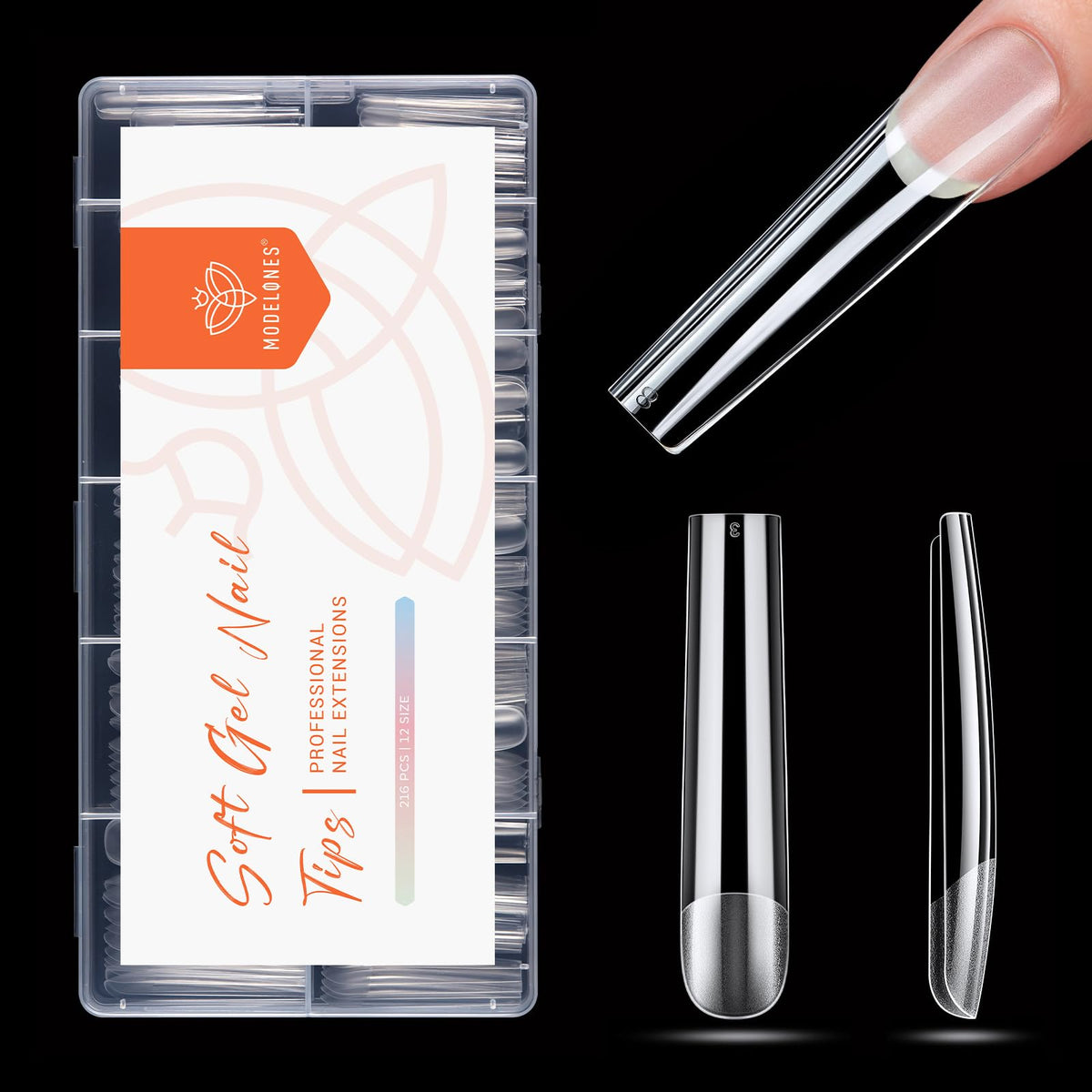 Modelones Long Square Nail Tips XXXL Half Matte front view