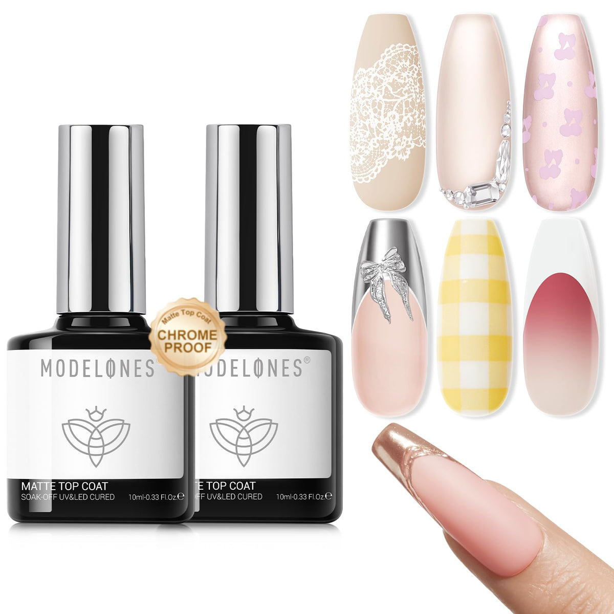 modelones Matte Gel Top Coat 2PCS front view with packaging