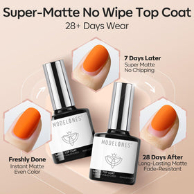 modelones Matte Gel Top Coat 2PCS with chrome powder