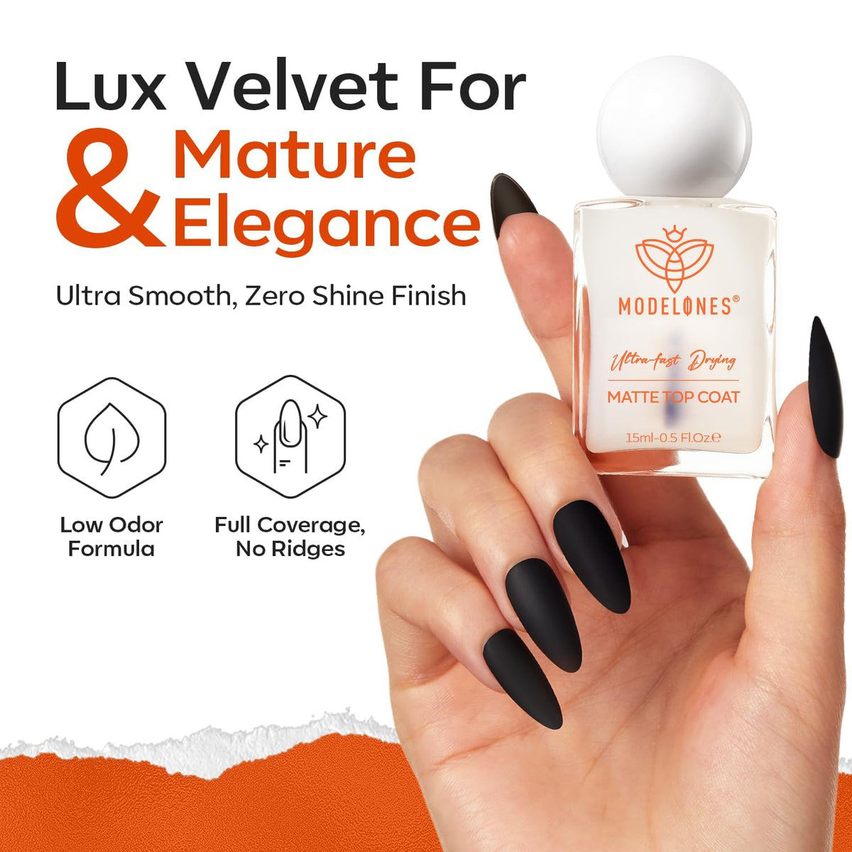 modelones Matte Top Coat Nail Polish 15ml bottle with cap