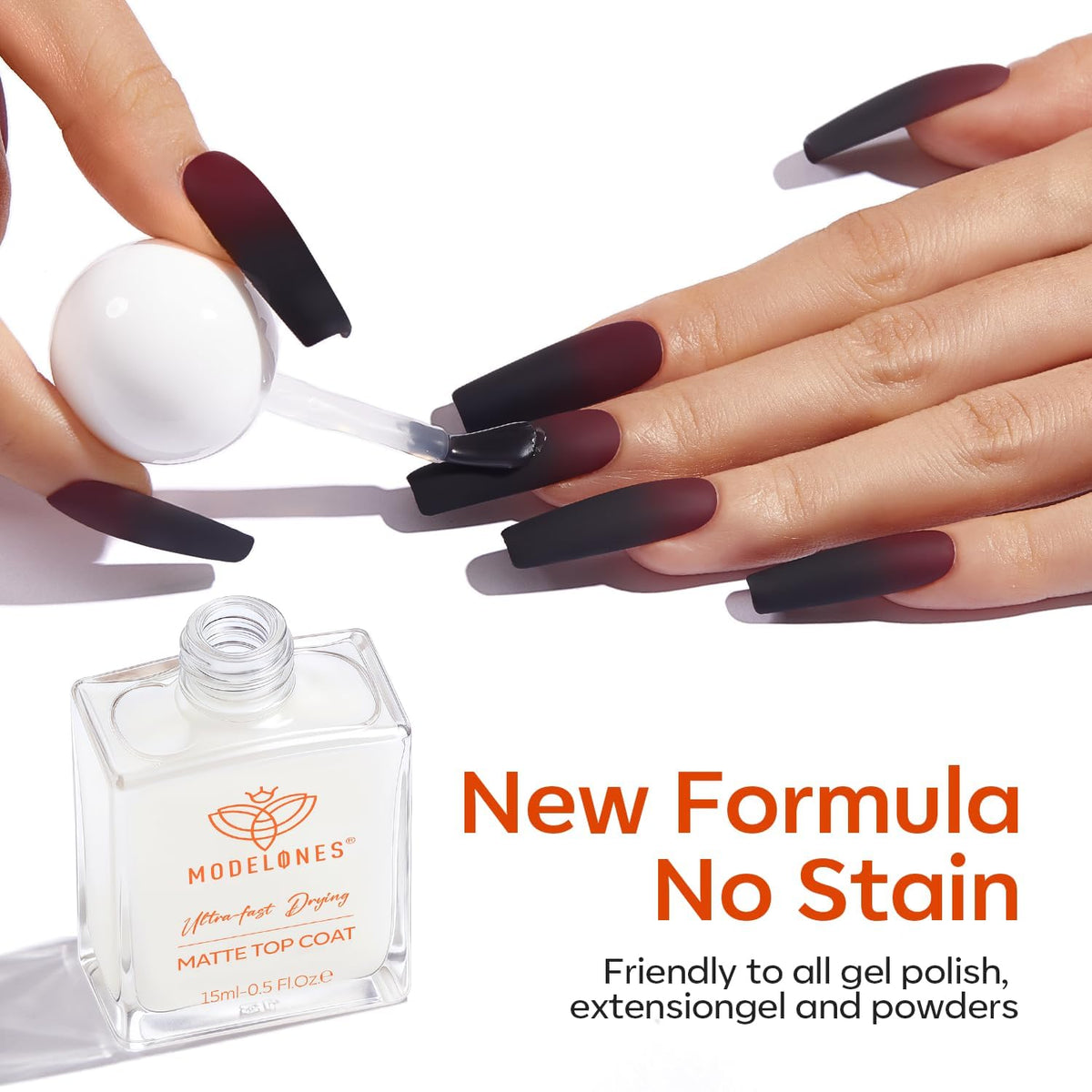modelones Matte Top Coat Nail Polish 15ml with other nail polishes