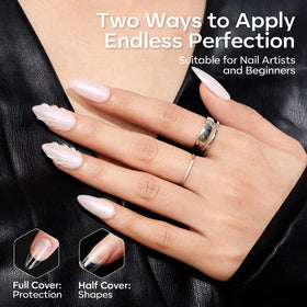 Modelones Medium Almond Nail Tips showing half-matte texture