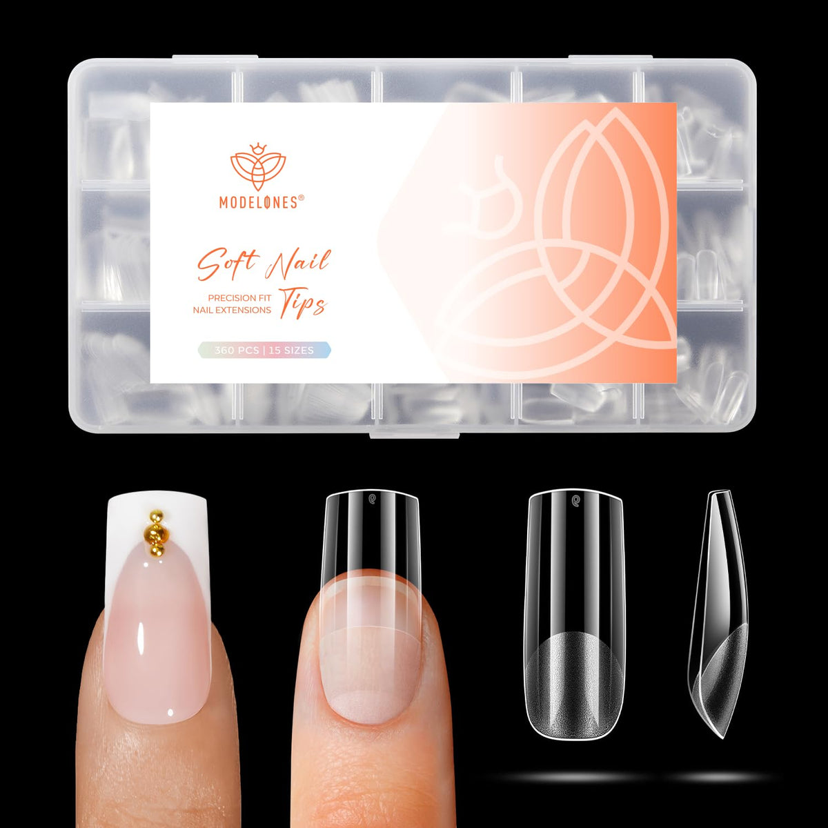Modelones Medium Square Nail Tips 360pcs front view