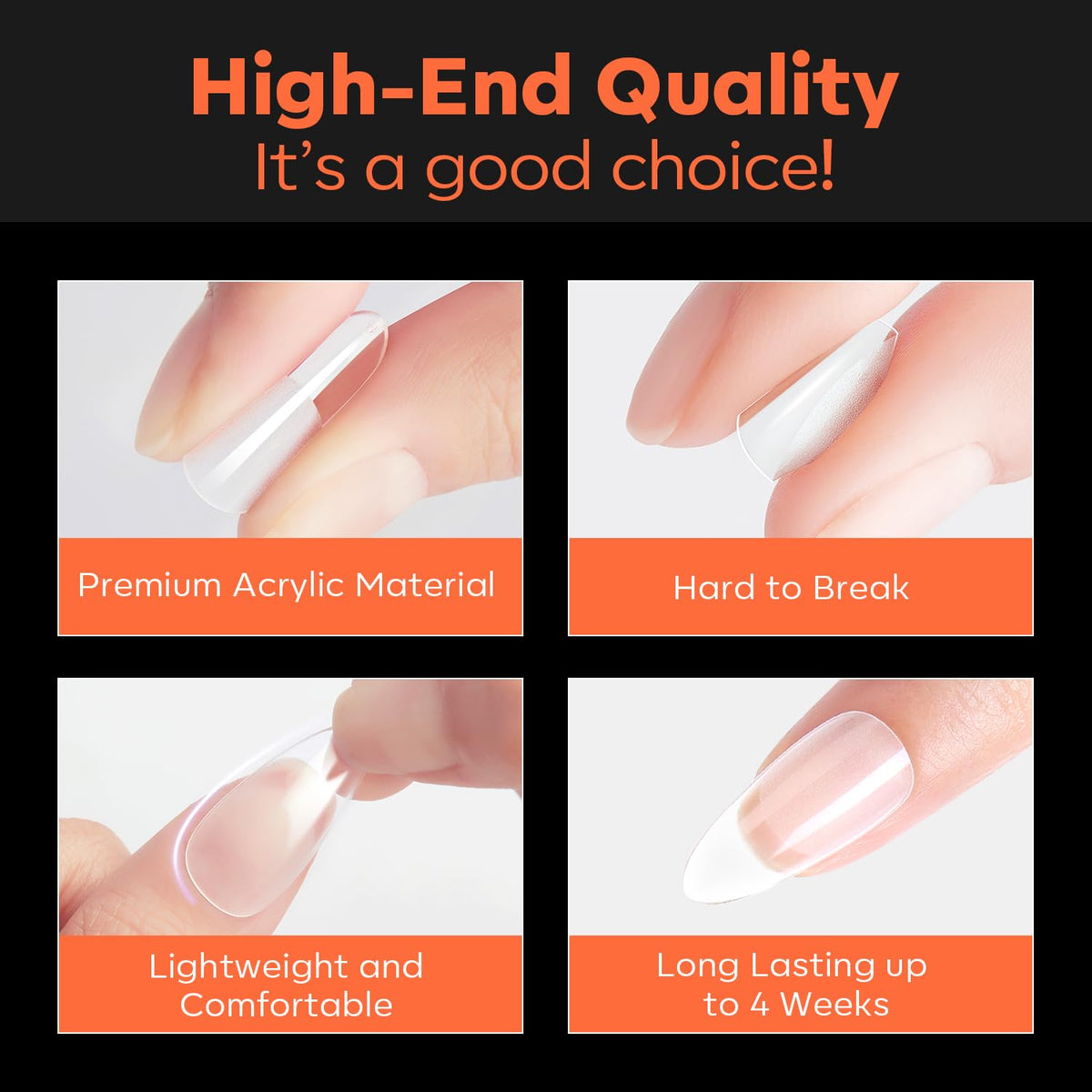 modelones Medium Square Nail Tips in a nail salon setting