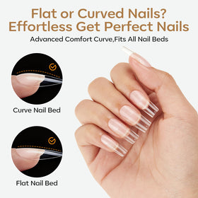 Modelones Medium Square Nail Tips showing half-matte finish