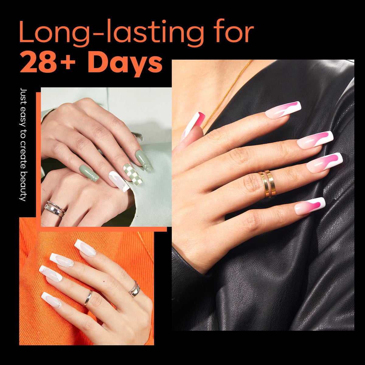 modelones Medium Square Nail Tips variety of sizes in packaging