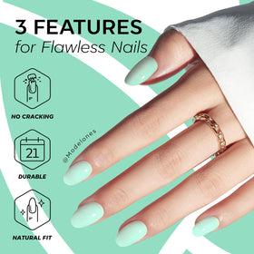 modelones Mint Green Oval Press On Nails application tools