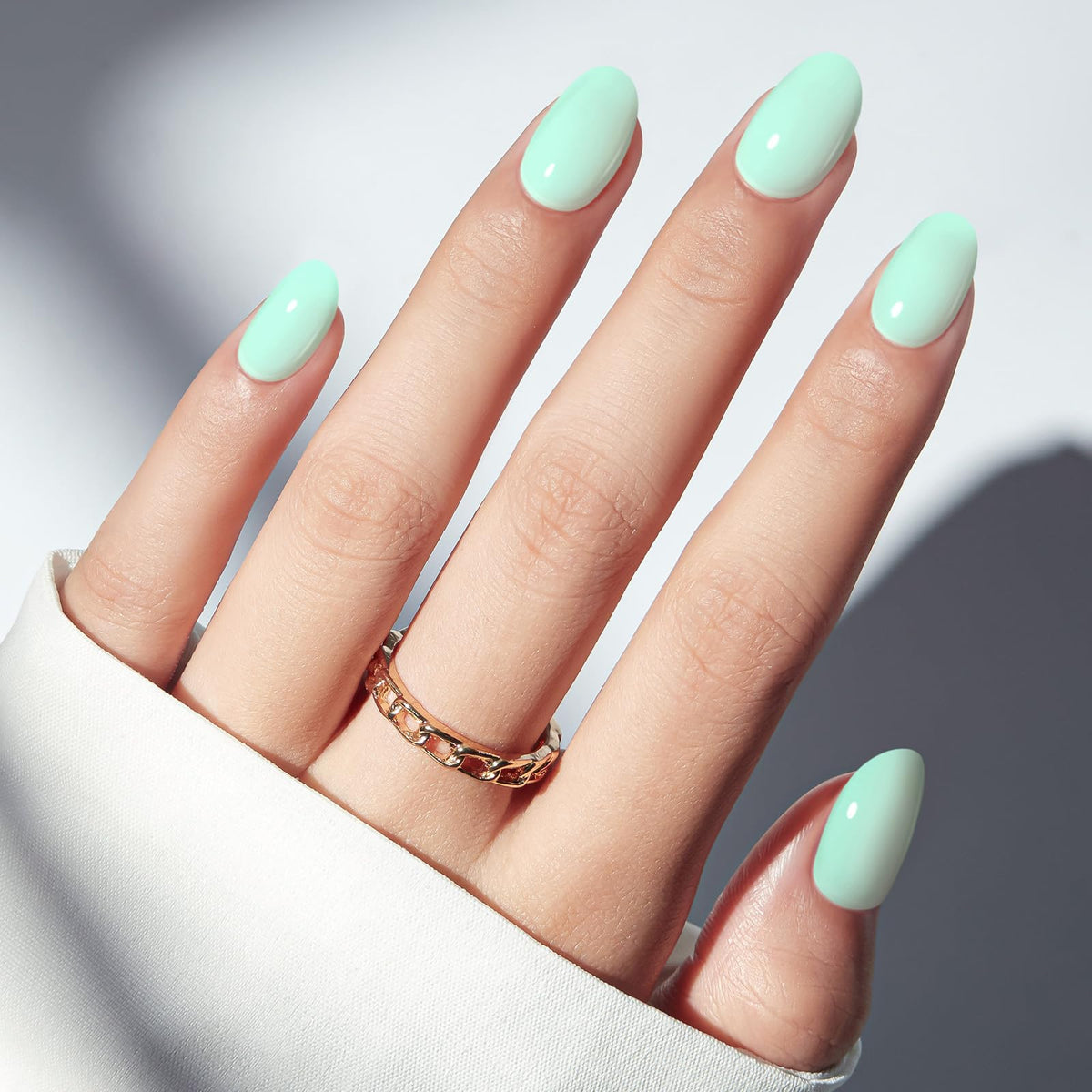 modelones Mint Green Oval Press On Nails assorted sizes