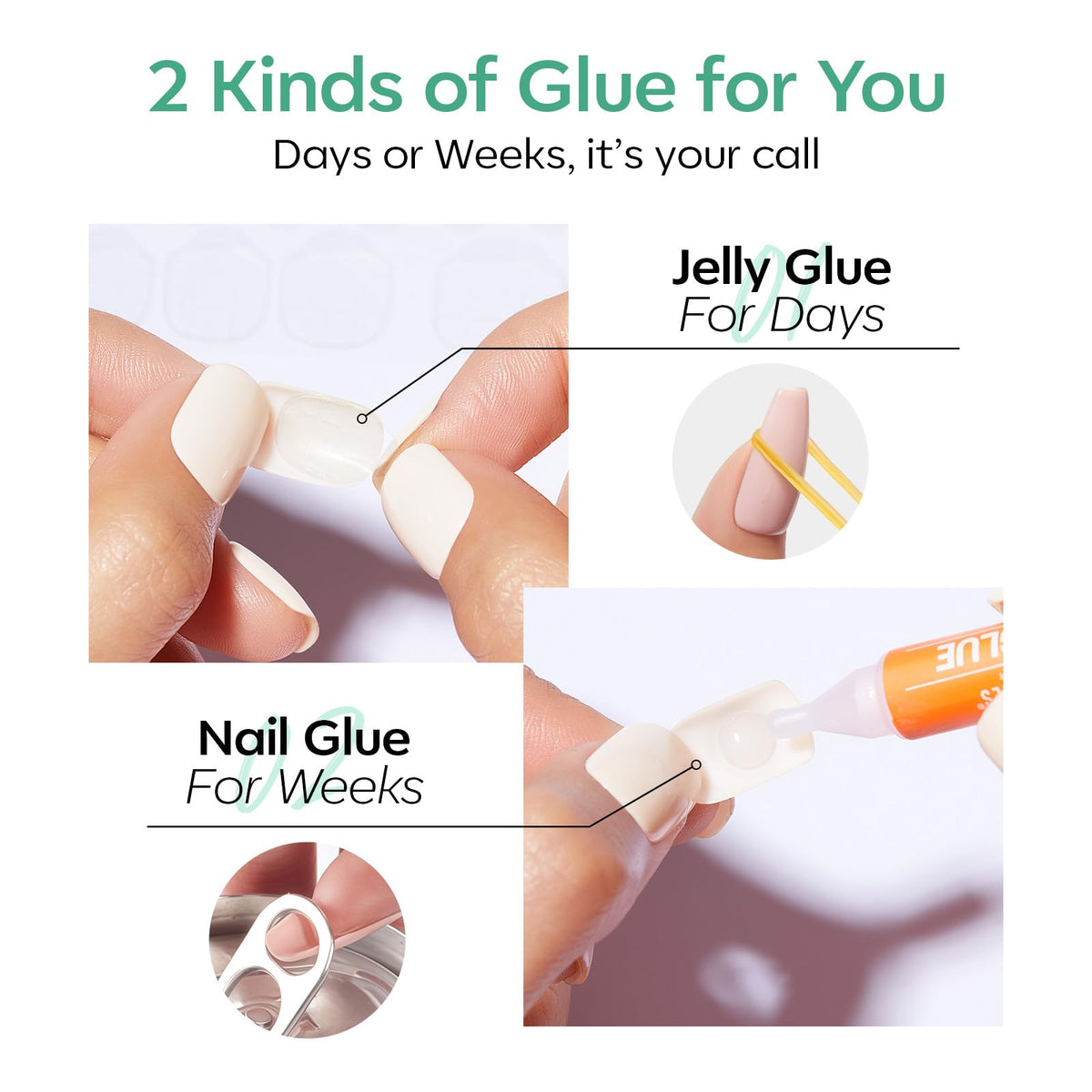 modelones Mint Green Oval Press On Nails kit packaging