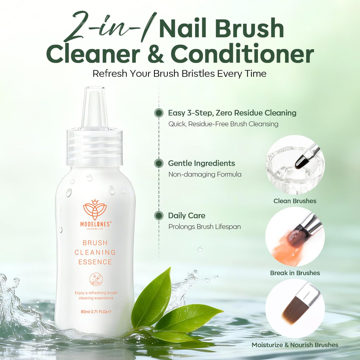 Modelones Nail Art Brush Cleaner & Restorer bottle with label