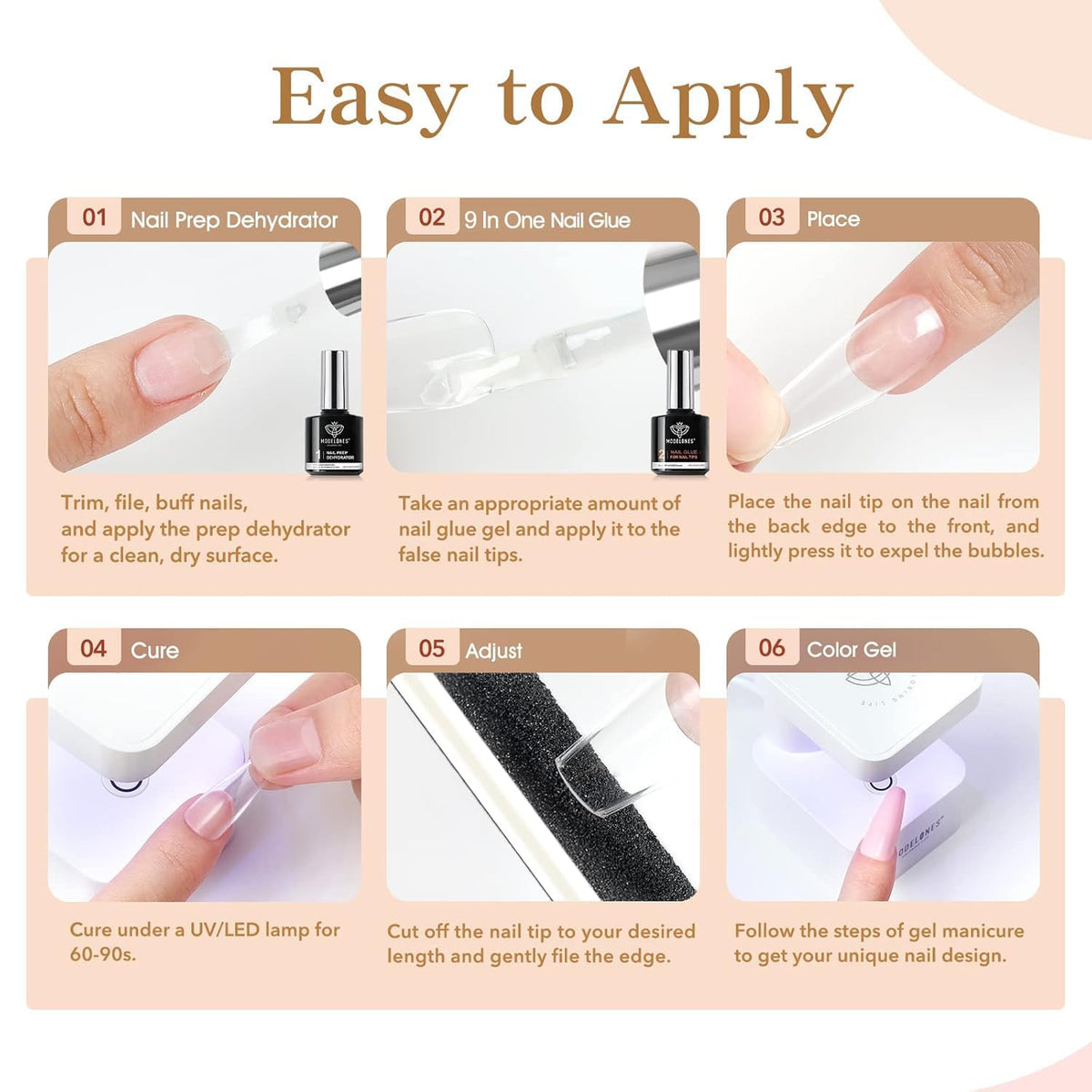 modelones nail art design using nail glue