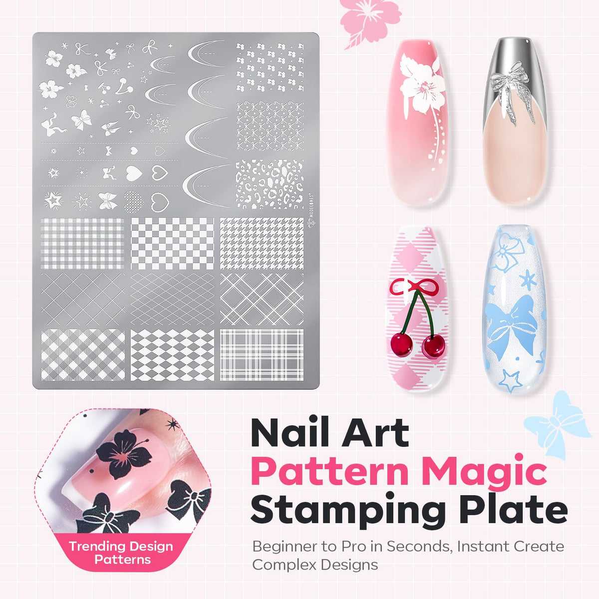 modelones nail art stamping kit displayed with tools