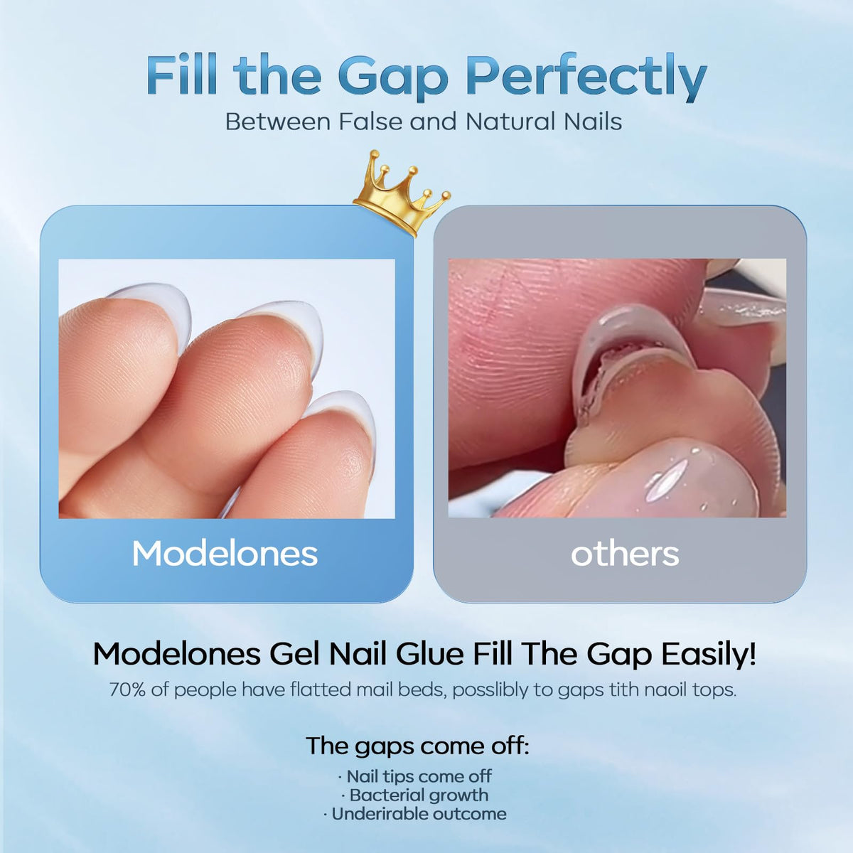 modelones Nail Gel Glue 15ml close-up of brush applicator