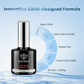 modelones Nail Gel Glue 15ml with press-on nails