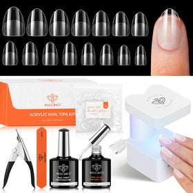 modelones Nail Gel Kit Almond 510Pcs with UV lamp and accessories