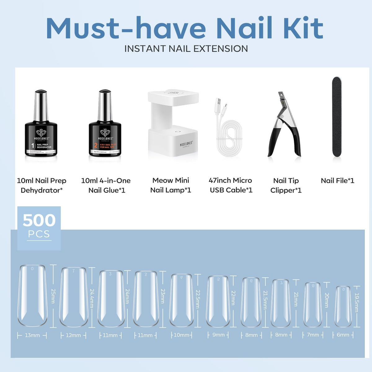 modelones Nail Gel Kit displayed with tools and accessories