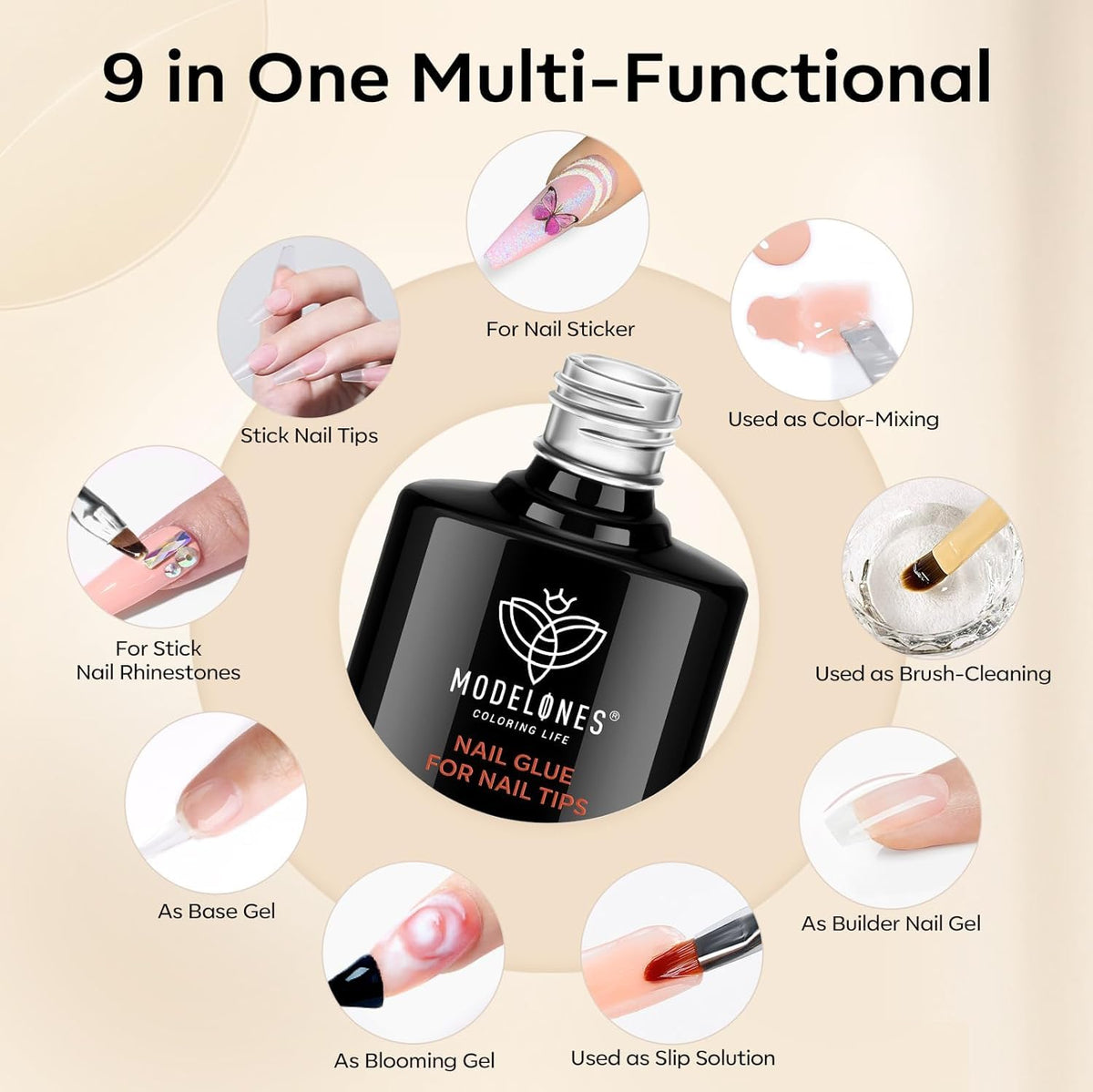 modelones nail glue set with applicator