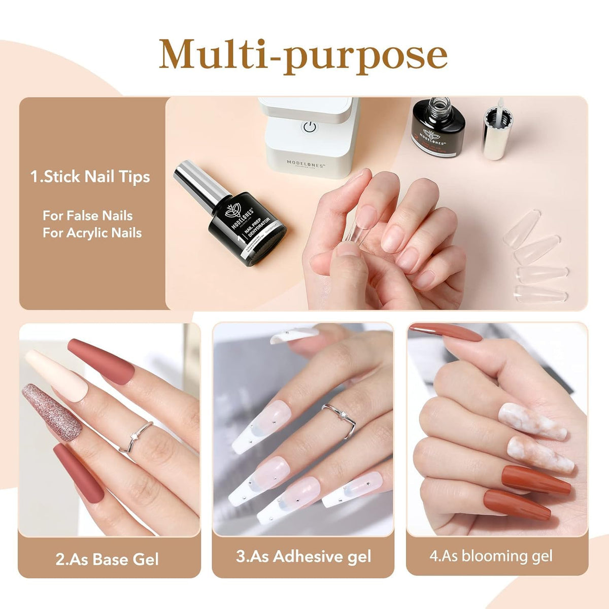 modelones nail glue set with UV lamp