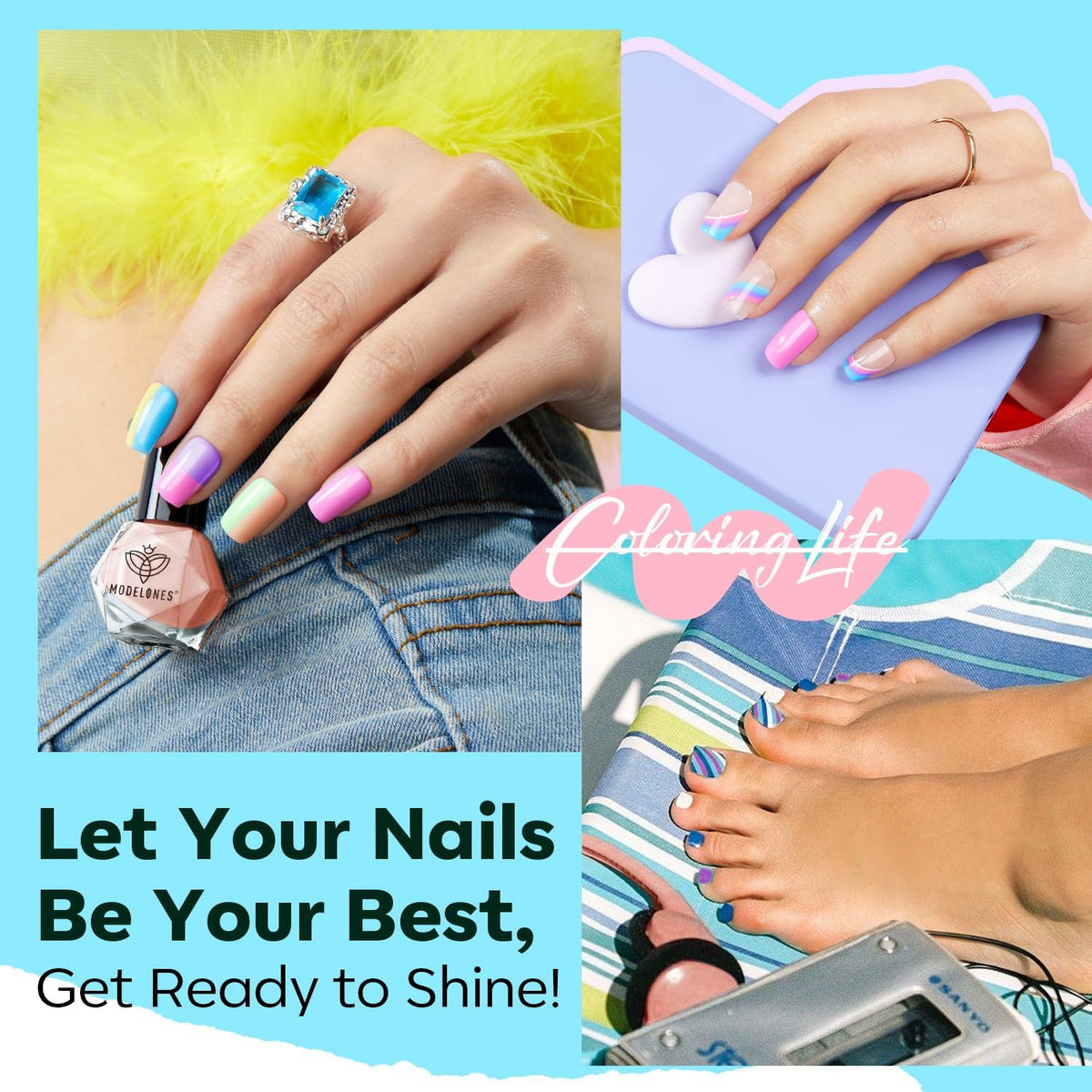modelones nail polish application on nails