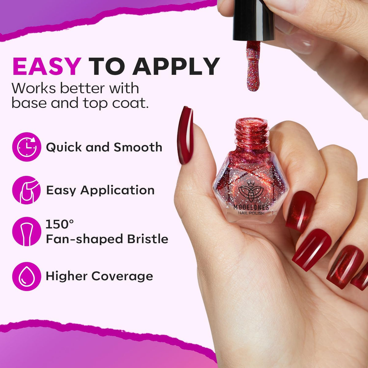 modelones nail polish bottles arranged in a creative layout