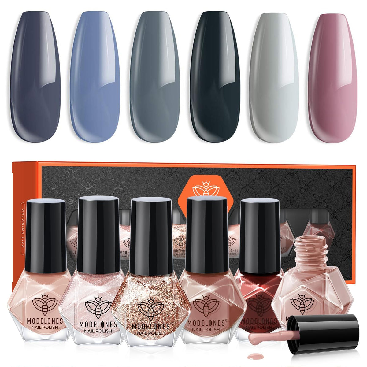 modelones Nail Polish Mini Starter Kit with 6 colours in packaging