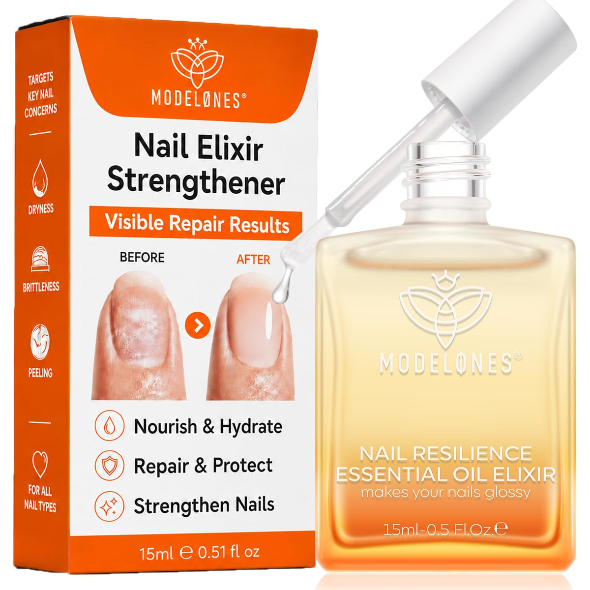 modelones Nail Strengthener and Growth Oil 15ml front view