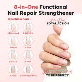 modelones Nail Strengthener and Growth Peachy Pink Nail Polish bottle side view