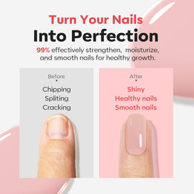 modelones Nail Strengthener and Growth Peachy Pink Nail Polish brush close-up