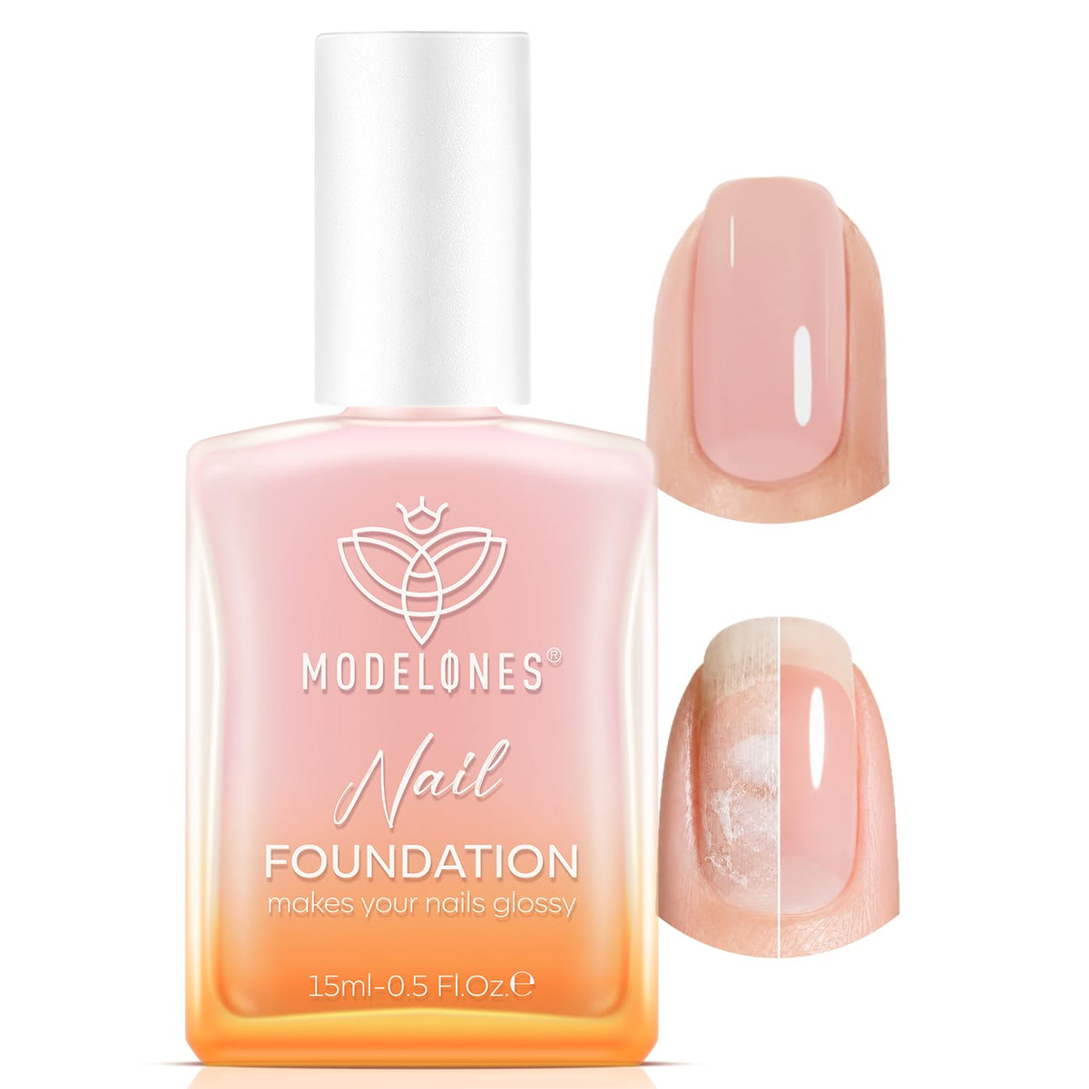 modelones Nail Strengthener and Growth Peachy Pink Nail Polish front view