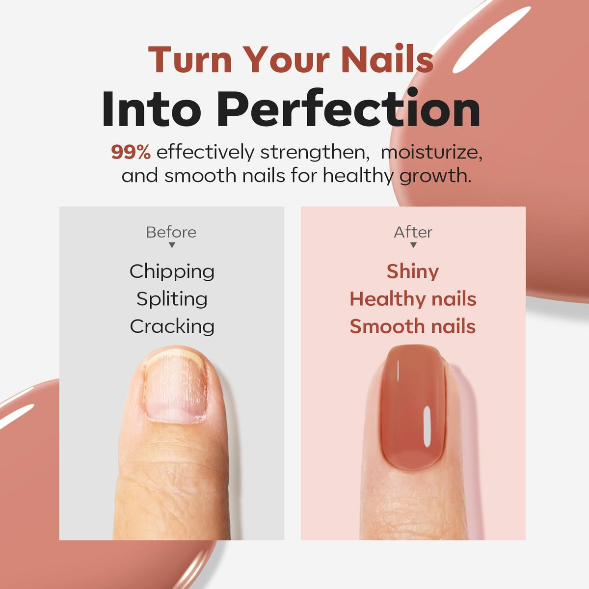 modelones Nail Strengthener Cinnamon Milk application on nails