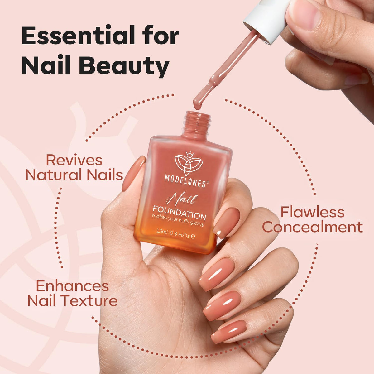 modelones Nail Strengthener Cinnamon Milk close-up of brush