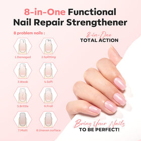 modelones Nail Strengthener Glitter Pink Nail Polish bottle with applicator