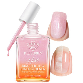 modelones Nail Strengthener Glitter Pink Nail Polish front view