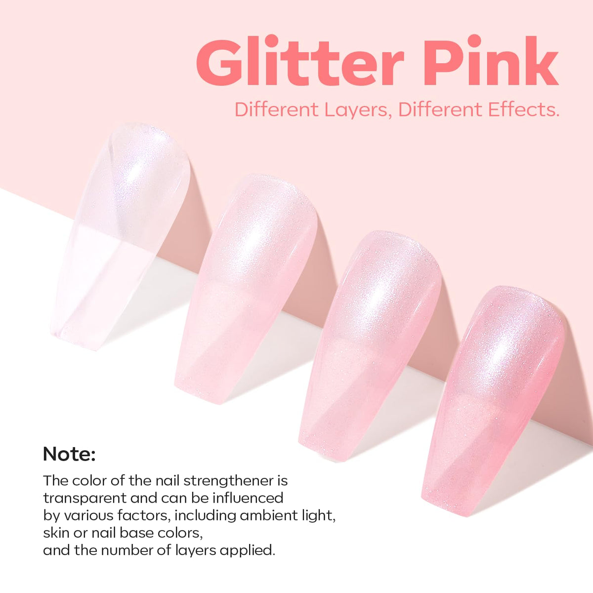 modelones Nail Strengthener Glitter Pink Nail Polish packaging