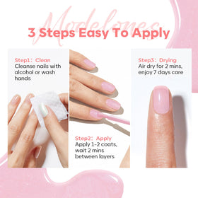 modelones Nail Strengthener Glitter Pink Nail Polish with nail art tools