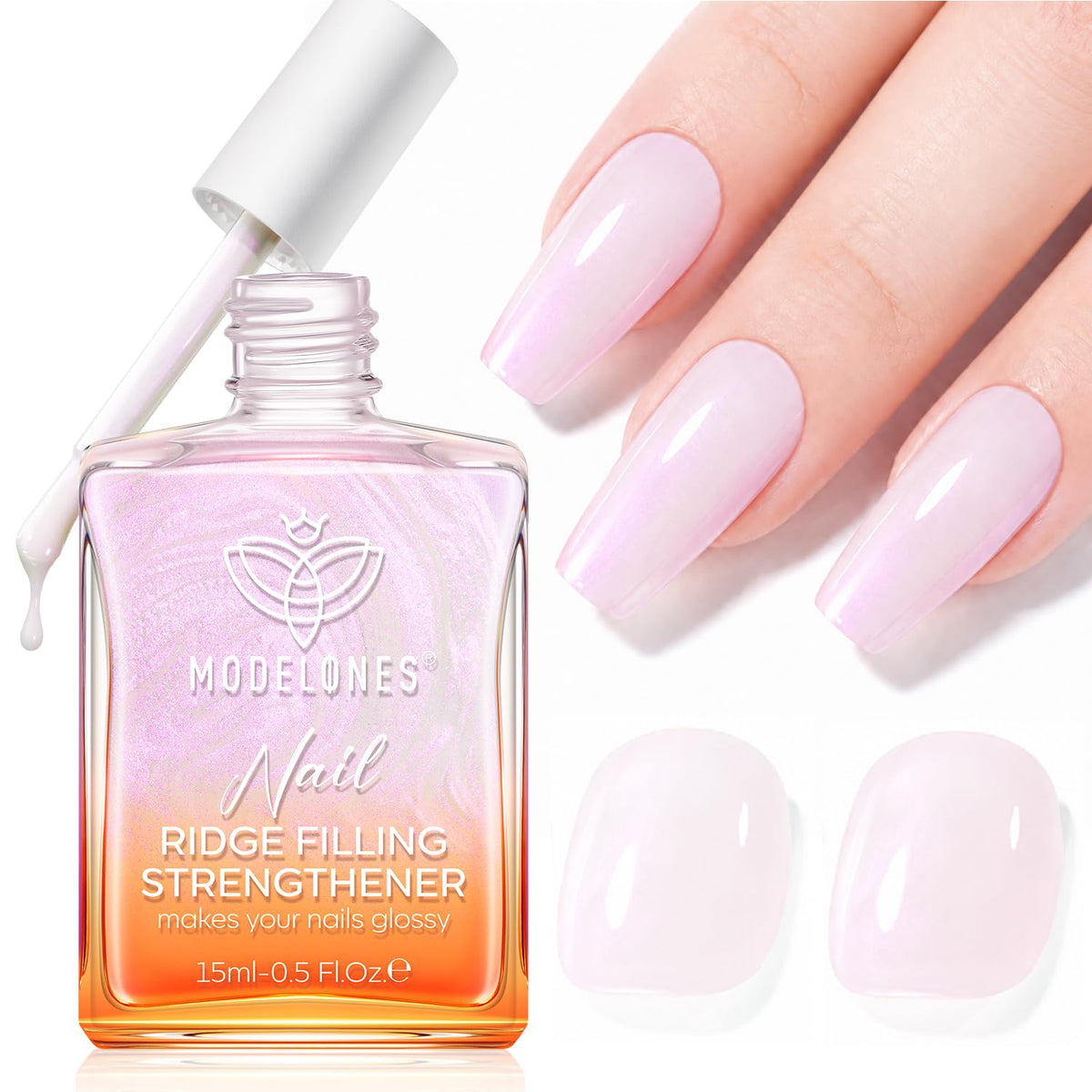 modelones Nail Strengthener Pearl Pink Nail Polish front view