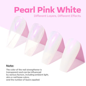 modelones Nail Strengthener Pearl Pink Nail Polish on a manicure table
