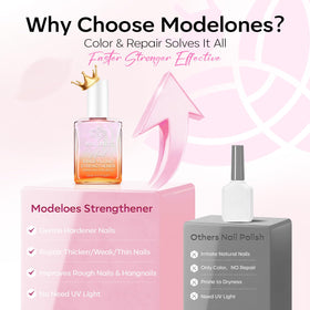 modelones Nail Strengthener Pearl Pink Nail Polish with nail care tools