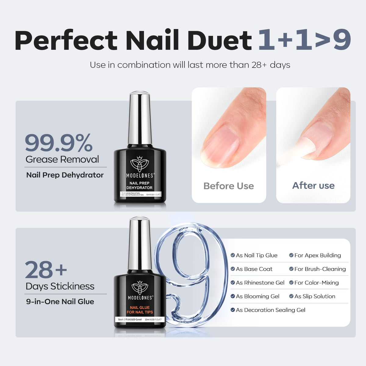 modelones nail tips and accessories including clipper and file