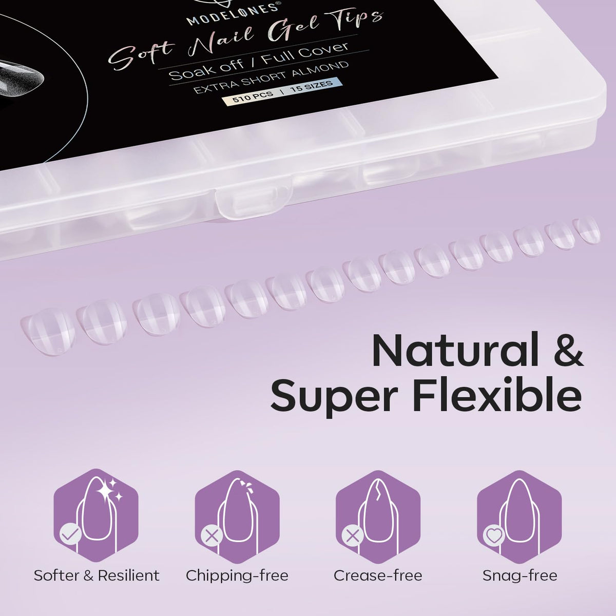 Modelones nail tips applied on nails