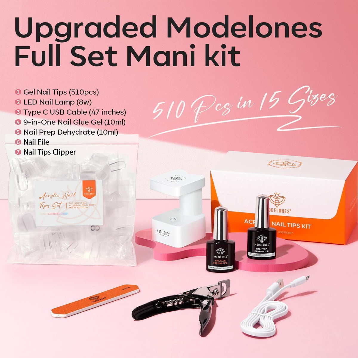modelones nail tips displayed on a hand